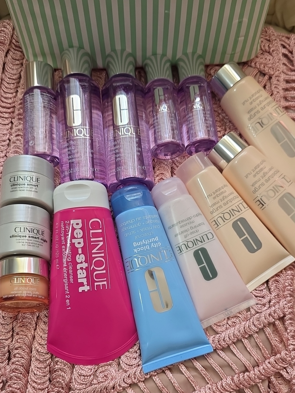 Clinique Assorted Skincare Set in Pink, Purple, Blue & Peach